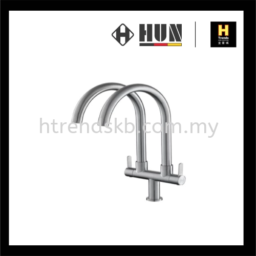 HUN Double Spout Pillar Sink Tap HWT9001-A