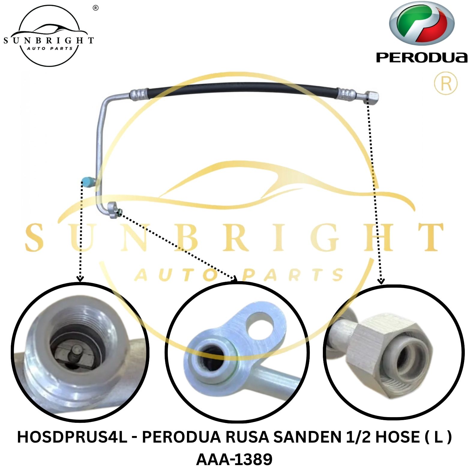 HOSDPRUS4L - PERODUA RUSA SANDEN 1/2 HOSE ( L ) AAA-1389