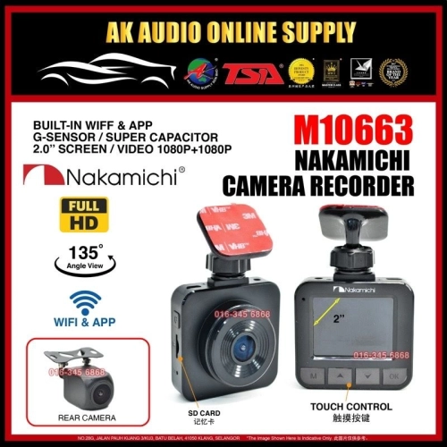 Nakamichi ND69W DVR 1080P Car Recorder Wifi Dash Cam Dashcam Digital Video Recorder Cam Kereta Front & Rear - M10663