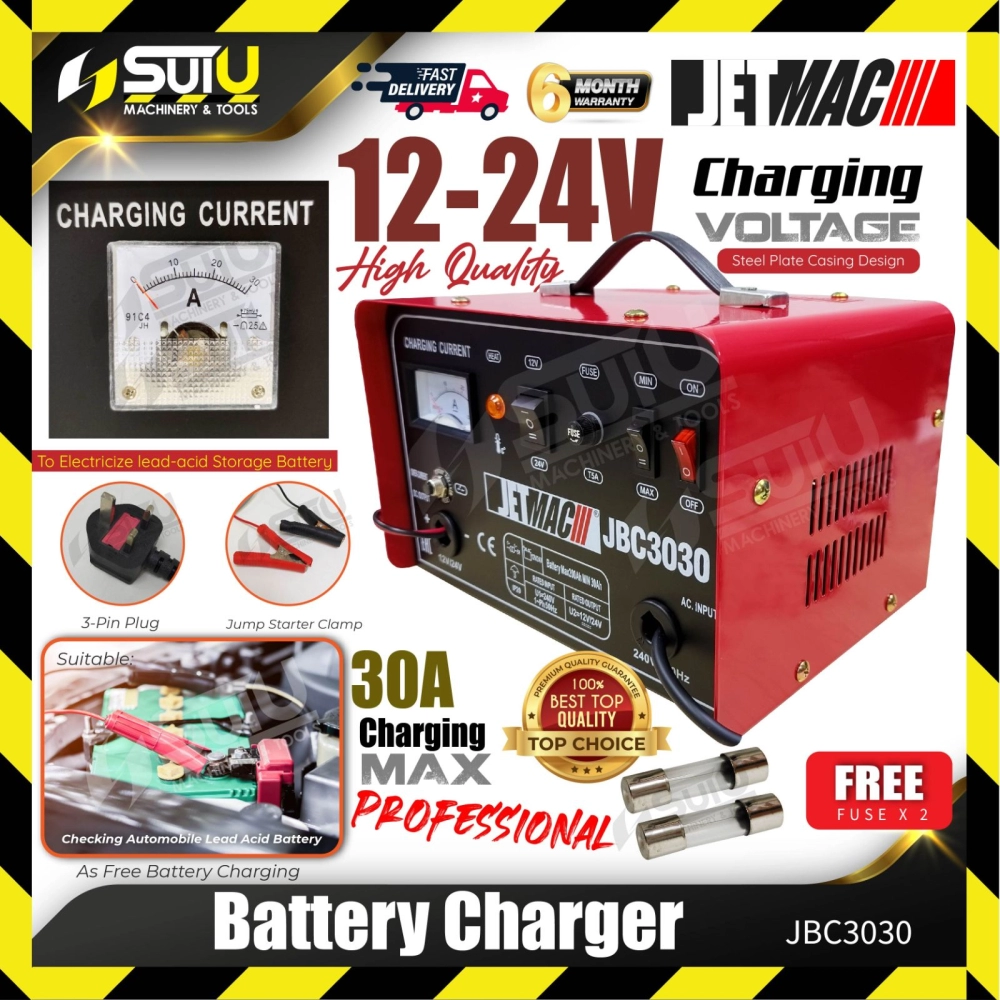 JETMAC JBC3030 / JBC 3030 12-24V Battery Charger w/ 2 x Fuse