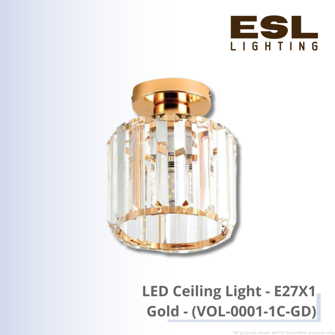 LED Ceiling Light E27X1 Gold - VOL-0001-1C-GD