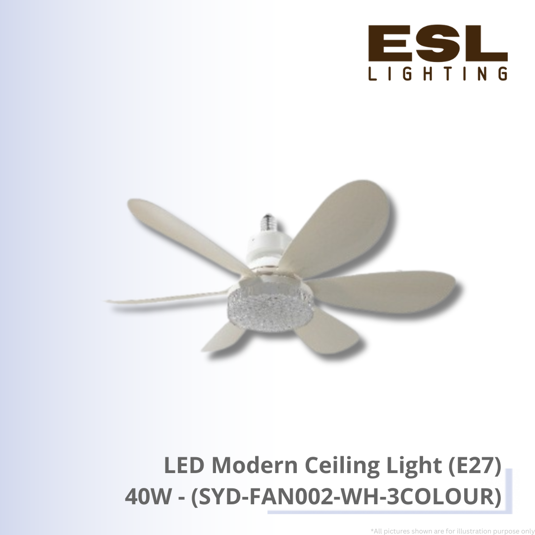LED Modern Ceiling Light E27 40W - SYD-FAN002-WH-3COLOUR