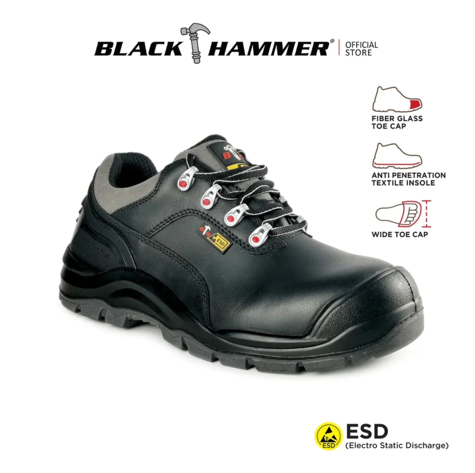 Black Hammer Men ESD Low Cut Safety Shoes BH1206