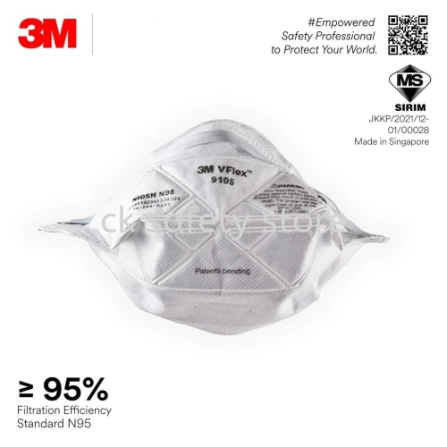 3M 9105 Vflex N95 Particulate Disposable Respirator/ Haze/ Dust/ Mist/ PM2.5 [50 pieces/box]