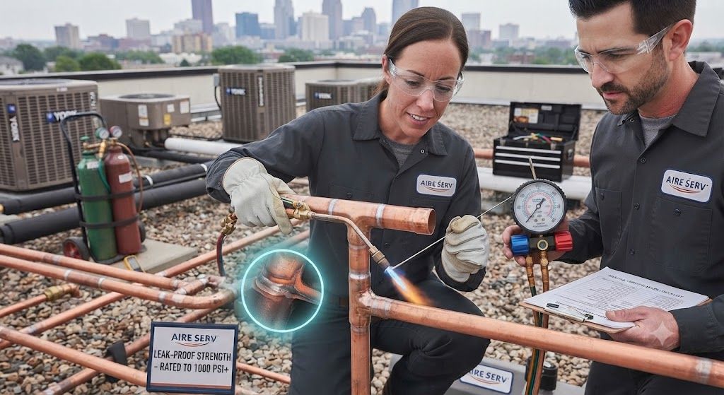 HVAC brazing strong copper joint installation