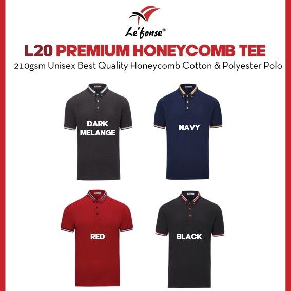 LEFONSE Unisex Adult 210gsm Thick Quality Breathable Honeycomb Polo T-Shirt L2000