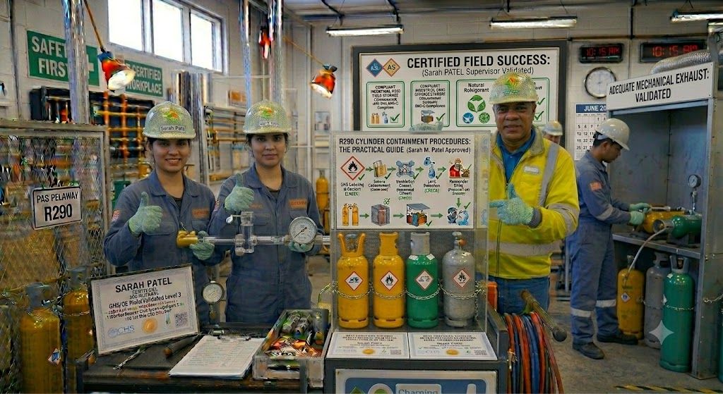 R290 refrigerant cylinder containment procedures
