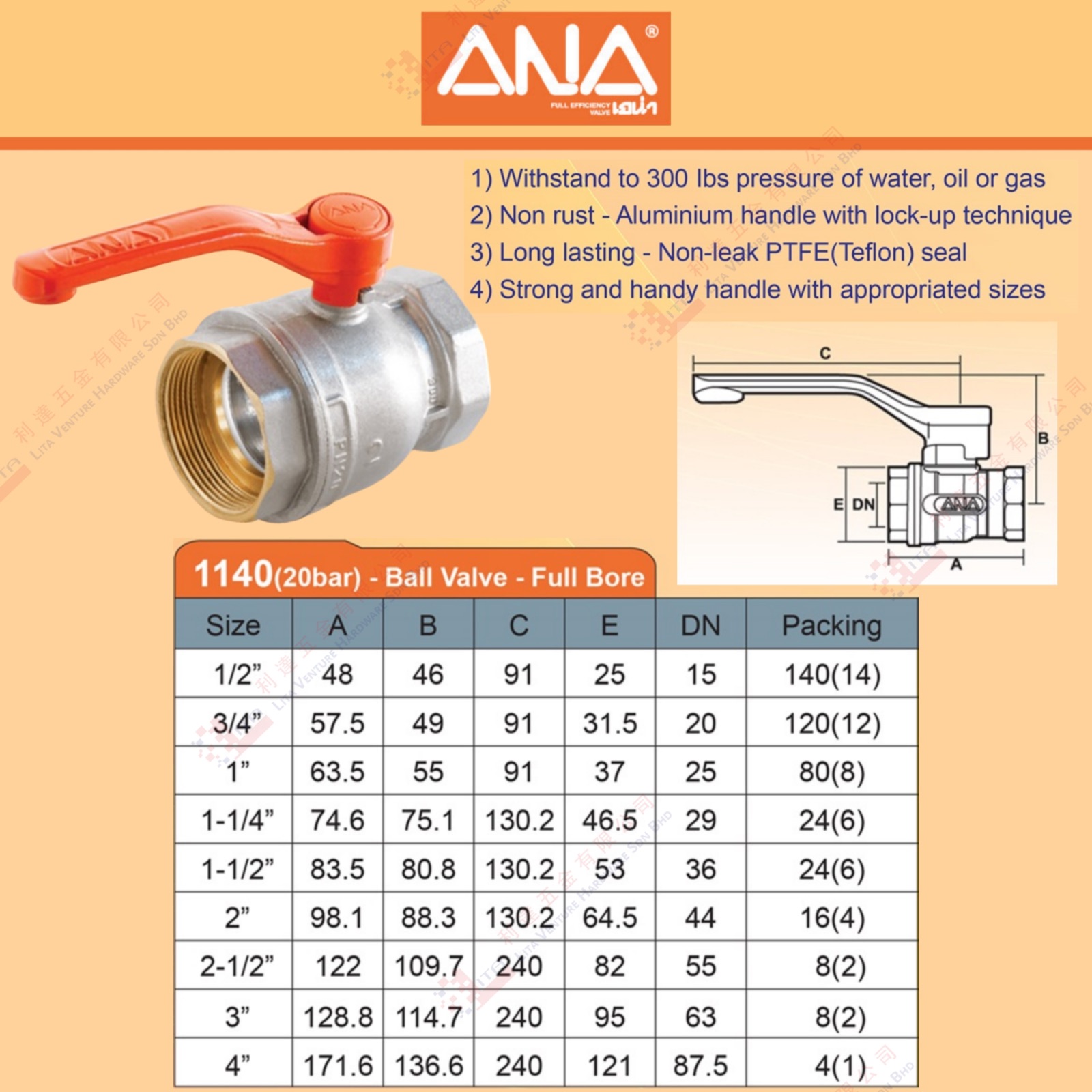 ANA BRAND BALL VALVE - 1140