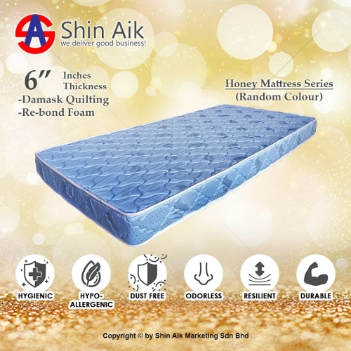 HONEY04&43 - 6" Inches Re-bond Foam Single/Super Single Mattress With Edge Binding