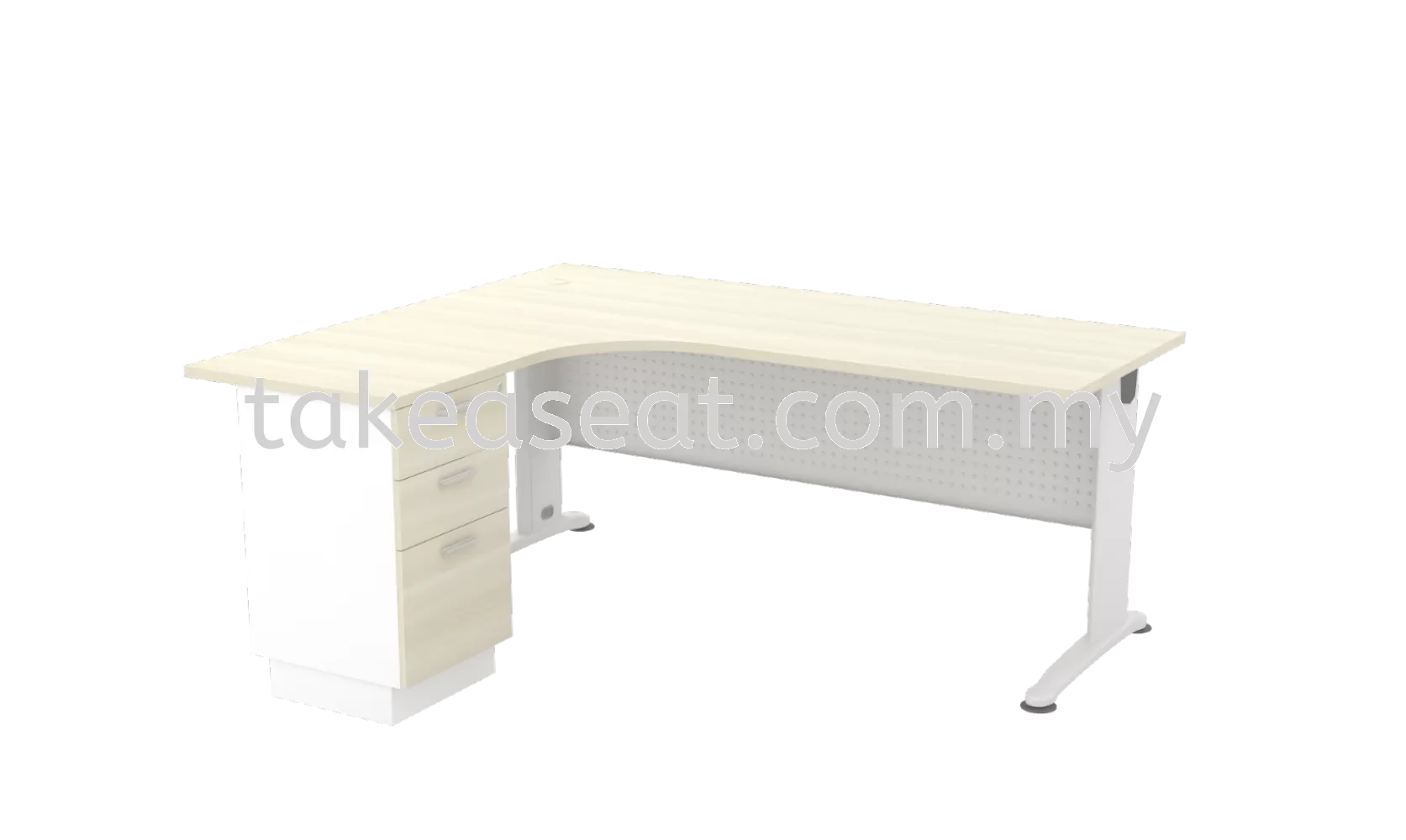 L-Shape Table With 3D Pedestal