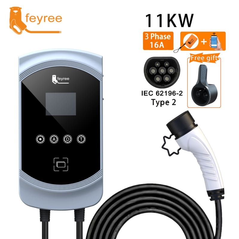 Feyree Wallbox EV Charger 7.6kW/11kW/22kW - White (With App) Type 2 Home AC Charger compatible with all EVs (Free Testing at VEO Cyberjaya)