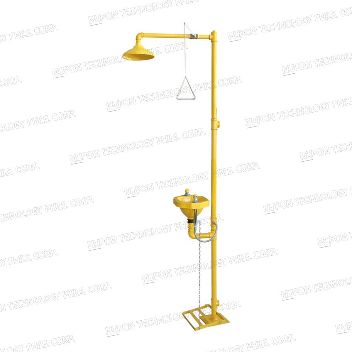 ABS Bowl Floor Mounted Emergency Shower & Eyewash With Foot Pedal