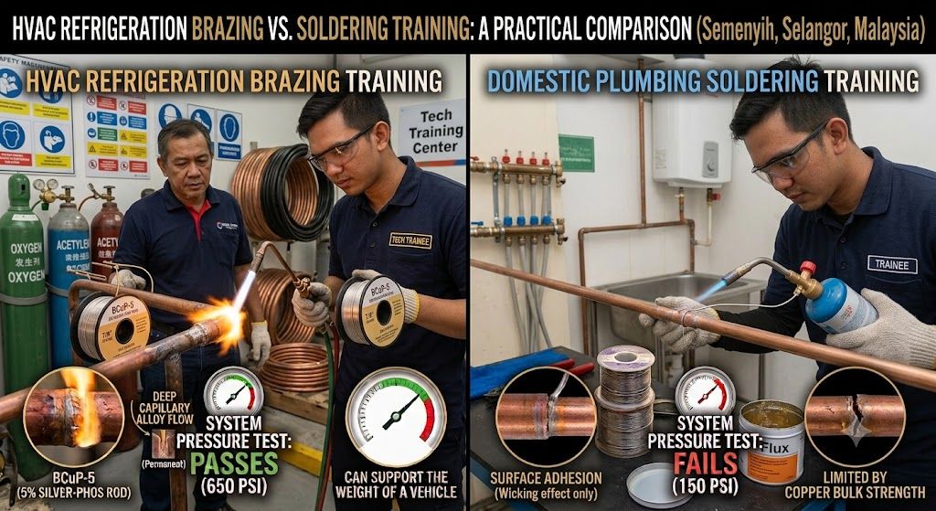 HVAC technician brazing vs soldering training