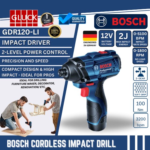 BOSCH MACHINE Cordless Impact Driver/ Wrench GDR120-LI DRILL 12V