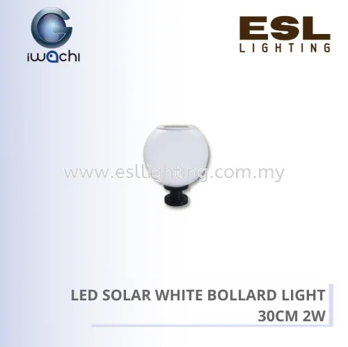 IWACHI LED SOLAR WHITE BOLLARD LIGHT 30CM 2W