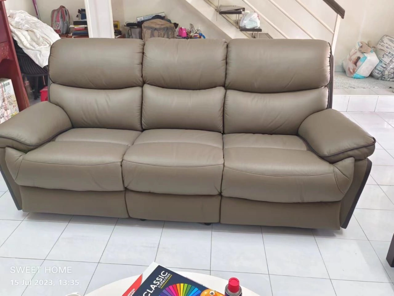 3 Seater Leather Sofa With Recliner Function | Modern Sofa Living Room | Sofa Furniture Store | Penang Furniture Store