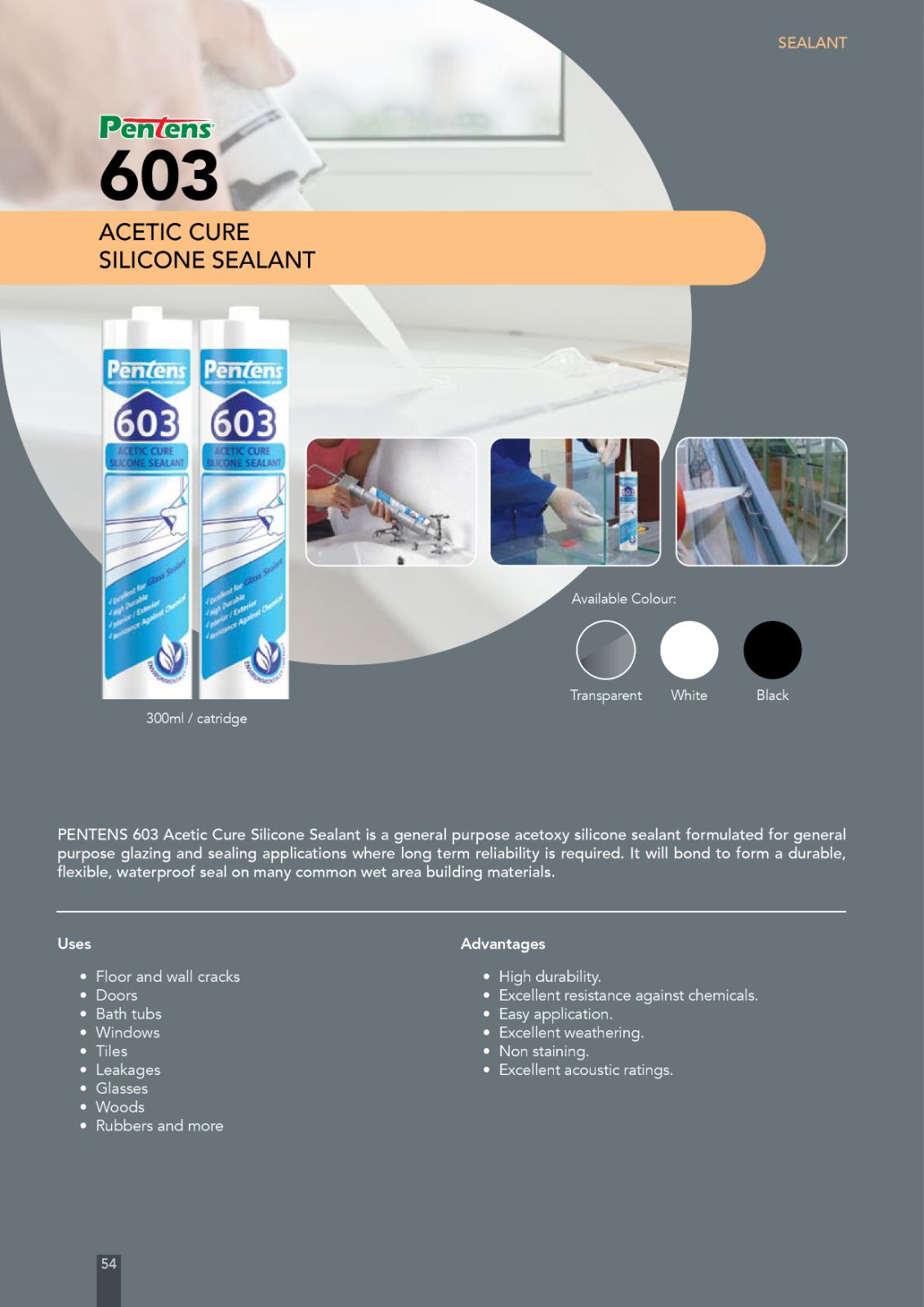 Pentens 603  |  Acetic Cure Silicone Sealant