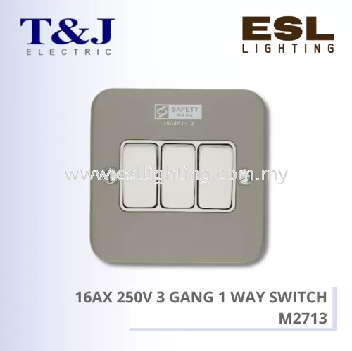 T&J METALCLAD SERIES 16AX 250V 3 GANG 1 WAY SWITCH - M2713