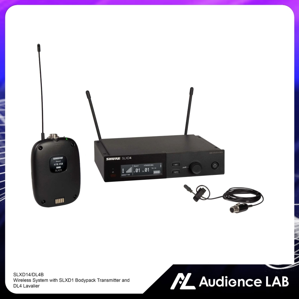SHURE SLXD14/DL4B Wireless System with SLXD1 Bodypack Transmitter and DL4 Lavalier