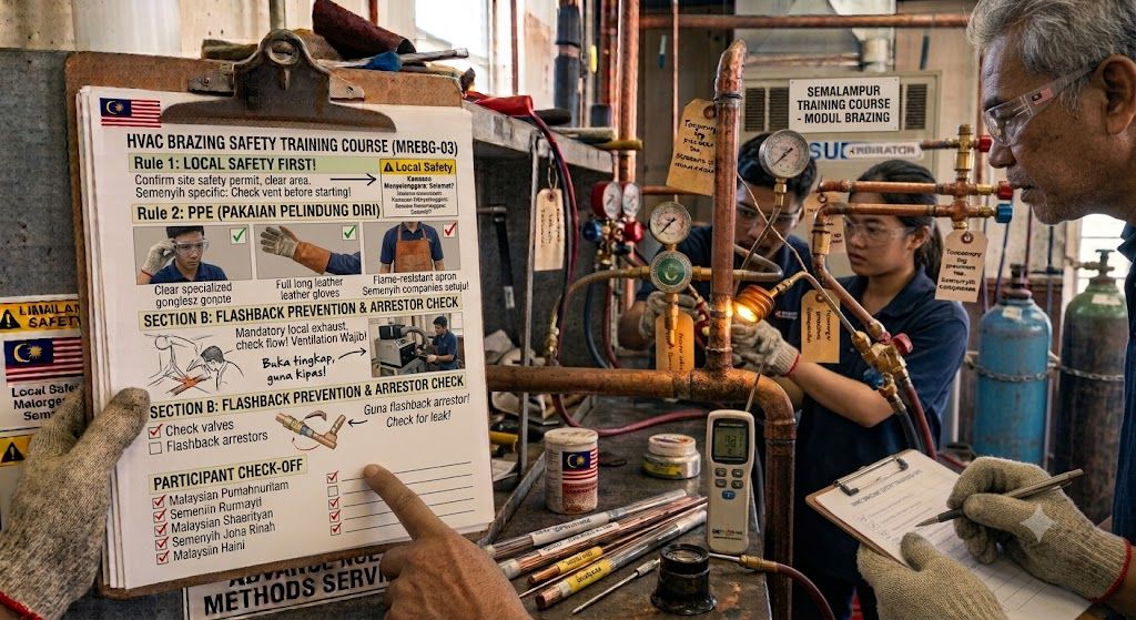 copper pipe brazing HVAC safety steps