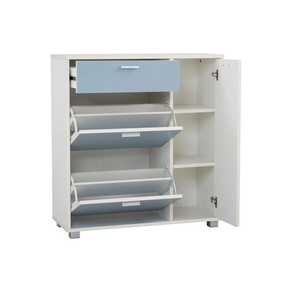 Talbot Shoe Cabinet (White + Blue)