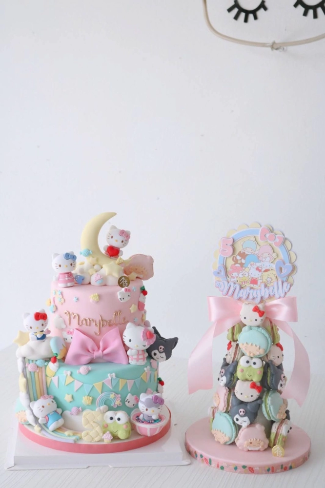 Hello Kitty Macaron Tower Cake