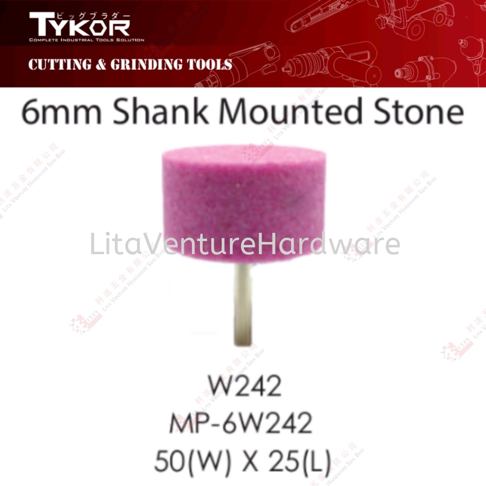 TYKOR BRAND 6MM SHANK MOUNTED STONE - W242 MP6W242 50WX25L