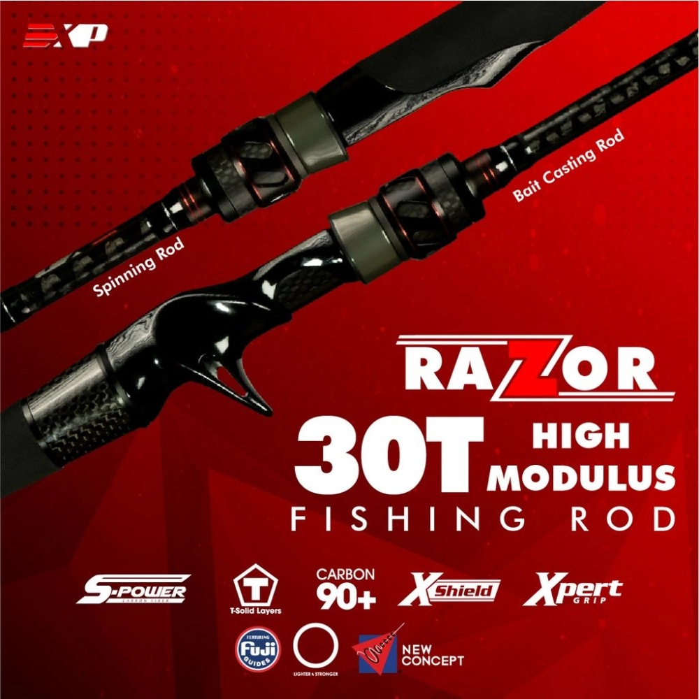 EXP RAZOR ROD Carbon Fiber 2PCS Fishing Rod Medium Light M Medium Heavy  Bait Casting BC Spinning 6 7 Joran Pancing 30T Penang, KL, Malaysia  Supplier, Manufacturer, Wholesaler, Distributor, Specialist