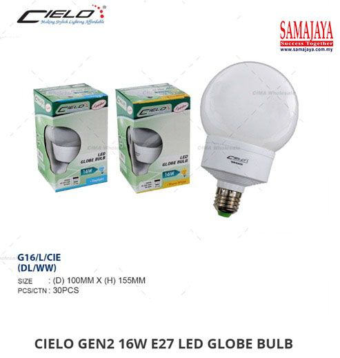 Cielo 16W 3000k E27 LED Globe Bulb/ LED Bulb (Warm White)