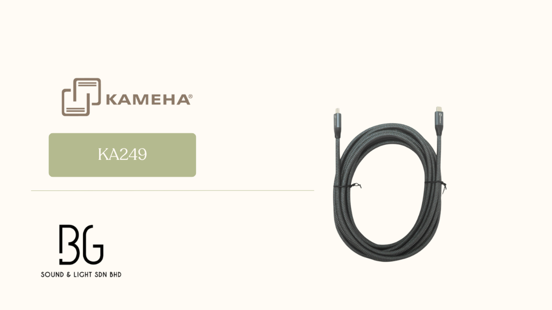 KAMEHA KA249 USB Type-C to Type-C Cable 5M 10Gbps 4K@60Hz Video 100W Fast Charging USB-C Cable for Laptop, Monitor & AV System