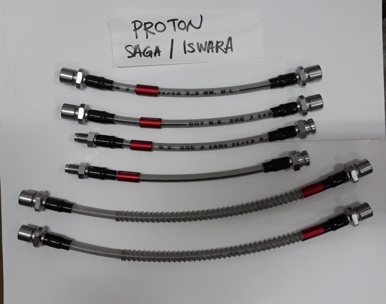 AROSPEED Steel Braided Brake Hose for Proton Saga / Iswara (6Pcs)