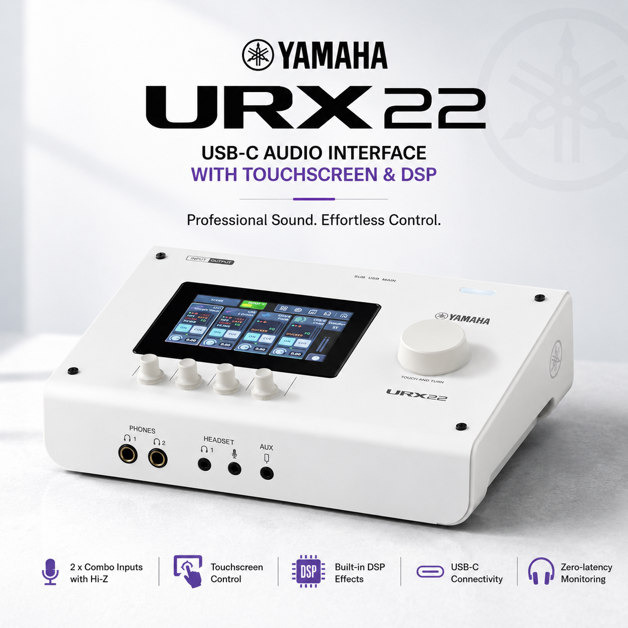Yamaha URX22 USB-C 音频接口（触控屏 + DSP）