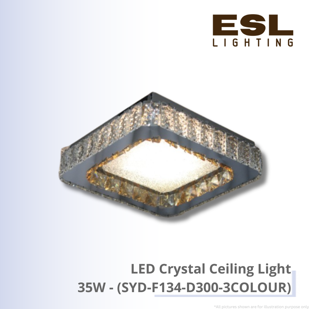 LED Crystal Ceiling Light 35W - SYD-F134-D300-3COLOUR