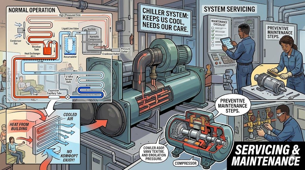Chiller system operation and servicing