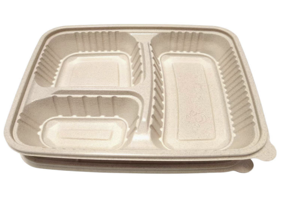 Binsen Green 1000ml Rice Husk with 3 Compartment Bento Box (GQH-319)