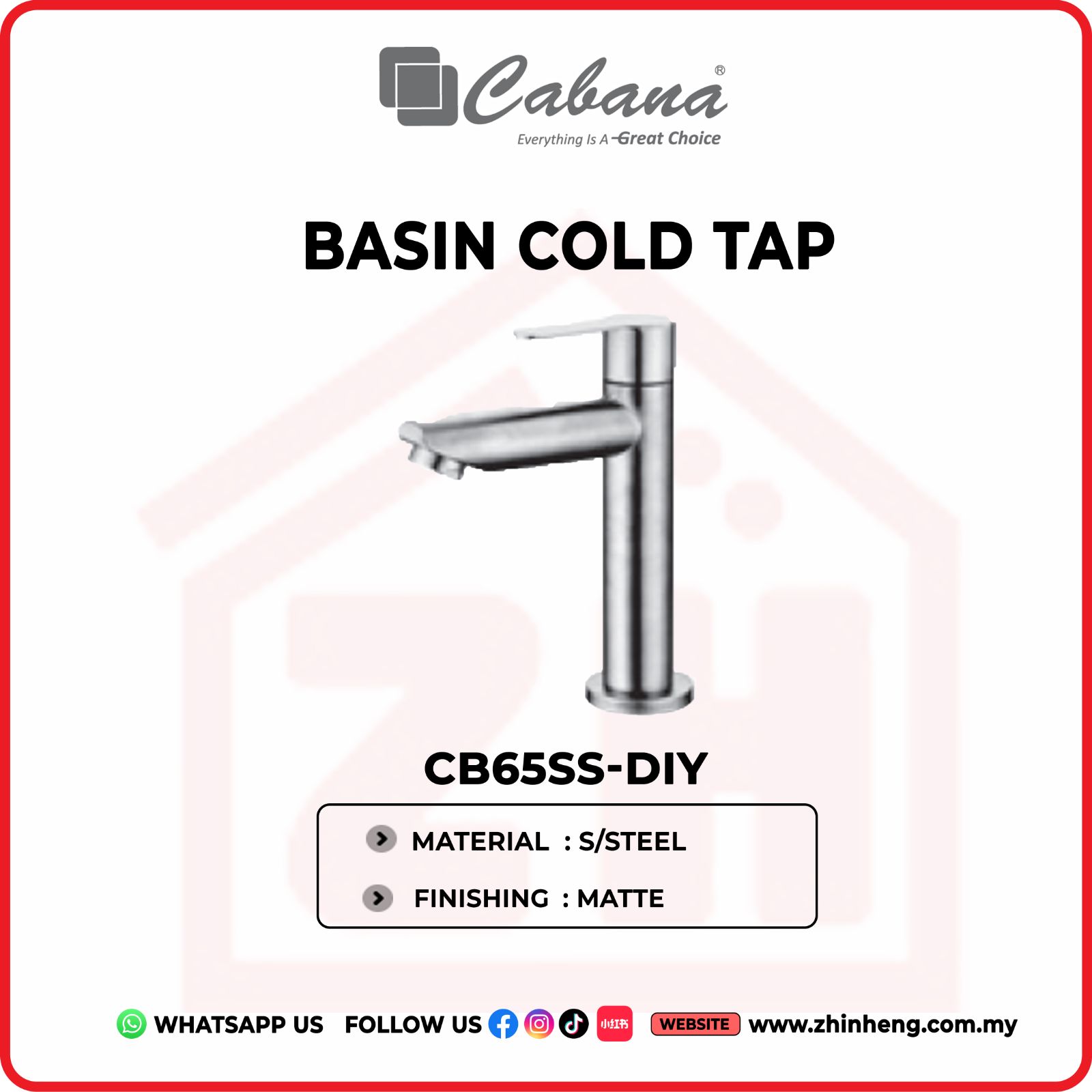 CABANA BASIN COLD TAP CB65SS-DIY