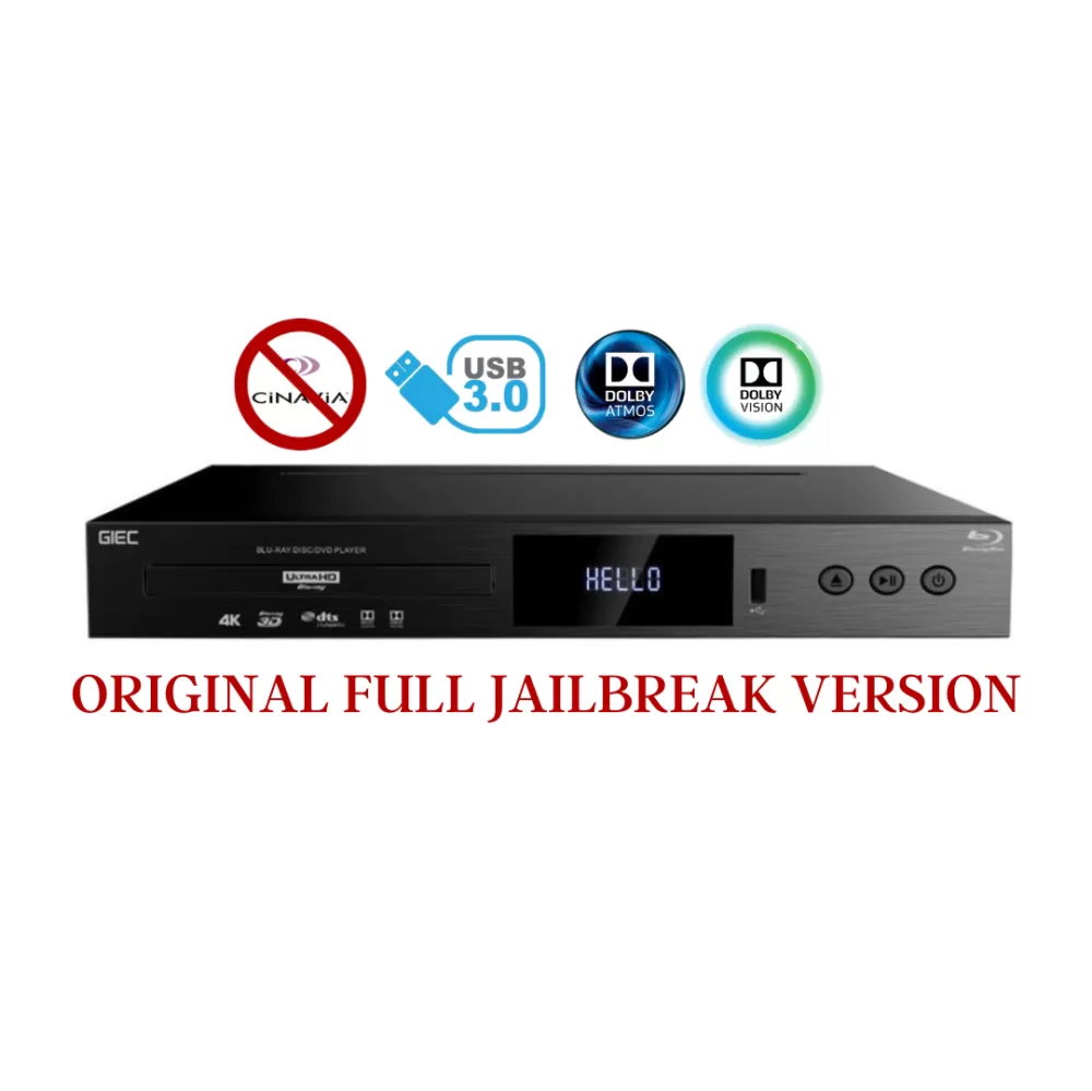 GIEC BDP-G5300 4K Ultra HD Bluray, 3D Bluray, DVD player, Cinavia Free, Region Free (Jailbreak Version)