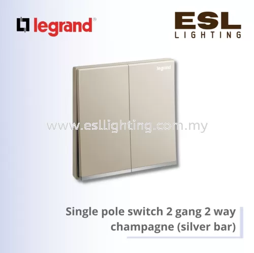 Legrand  Galion™ Single pole switch 2 gang 2 way champagne (silver bar)