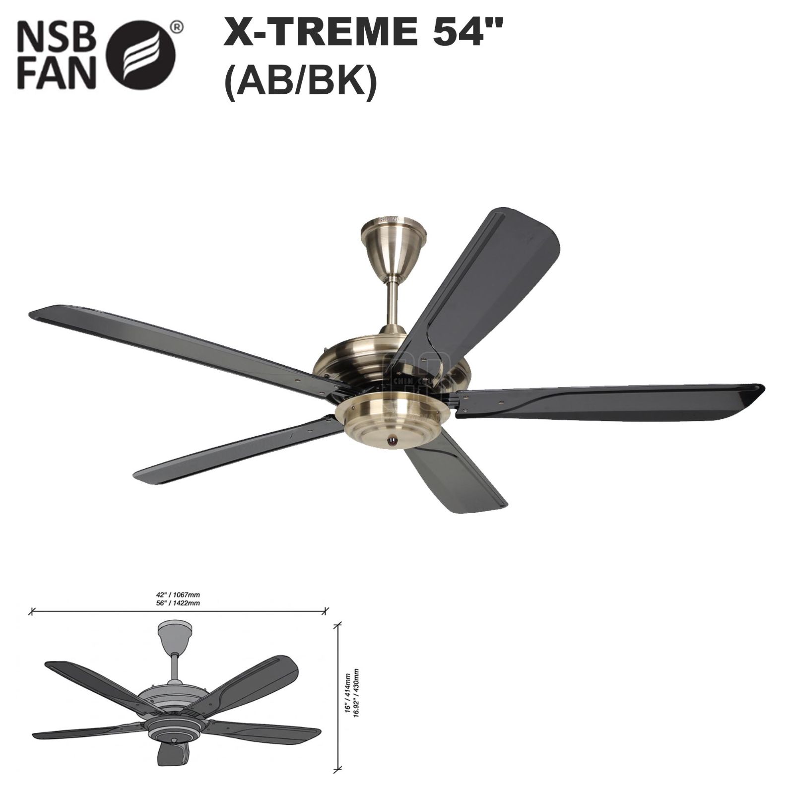 NSB X-TREME CEILING FAN 54" (AB/BK)