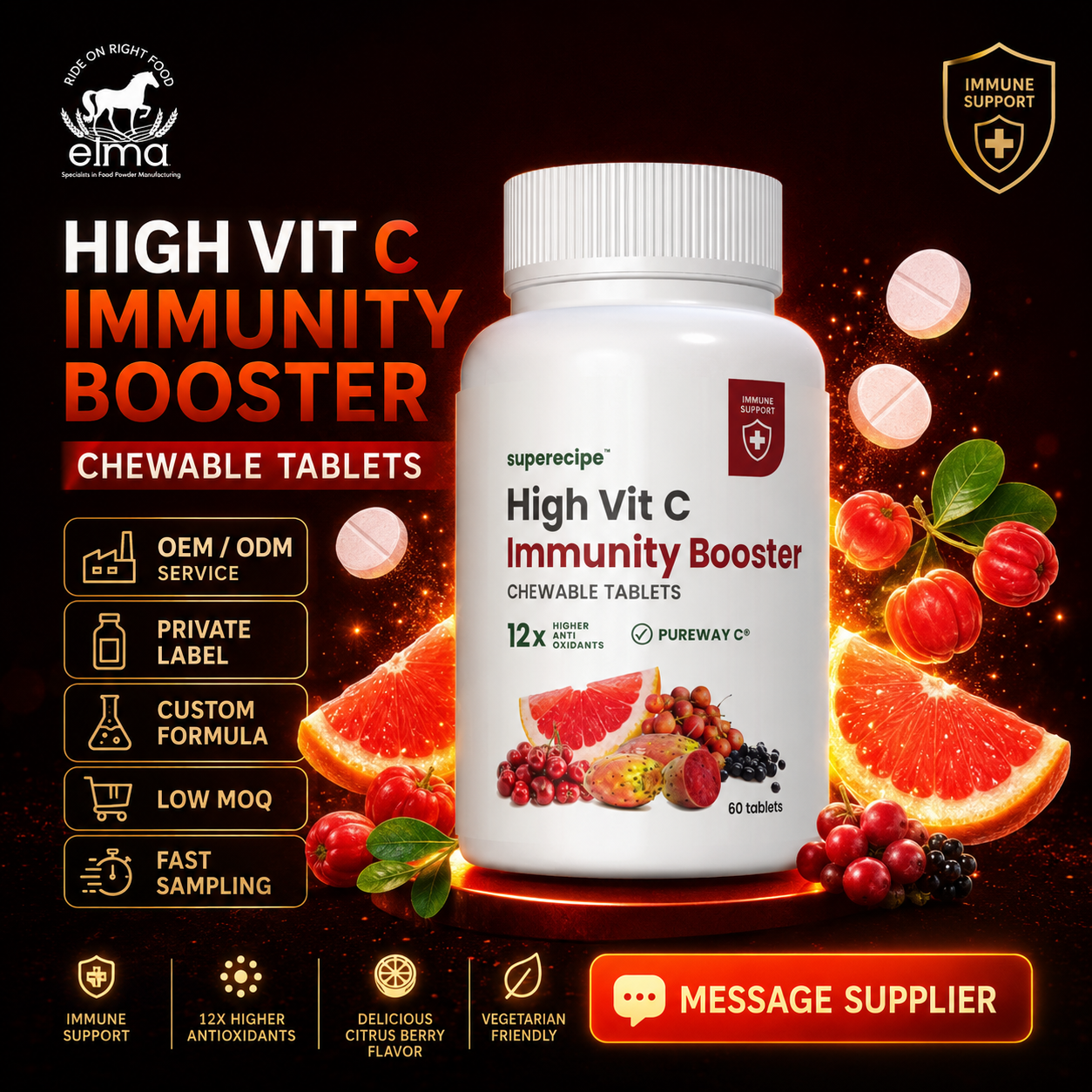 Private Label Vitamin C Supplement Tablets for Immune Support Brands