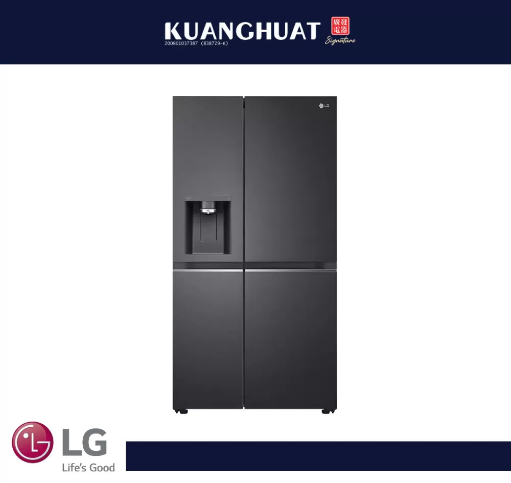 LG 674L Side-by-Side Fridge with UVnano Water Dispenser in Matte Black Finish GC-L257CQEL