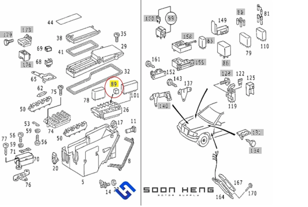 Mercedes-Benz W124, W126, R129, W140, W202 and W463 - Multifunctional Relay (Original MB)