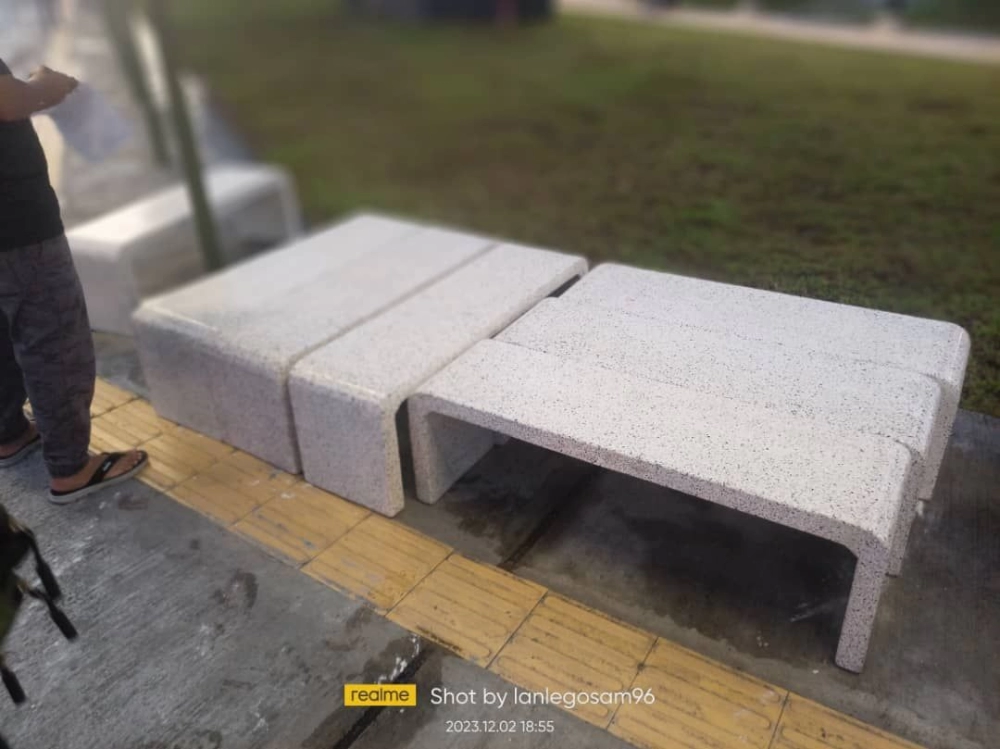 Outdoor Stone Bench | Terrazo Marble Stone Bench | Outdoor Stone Furniture Deliver to Kolej Pahang | Kulim | Kedah | Penang | Johor | Kelantan | KL | Perlis | Perak