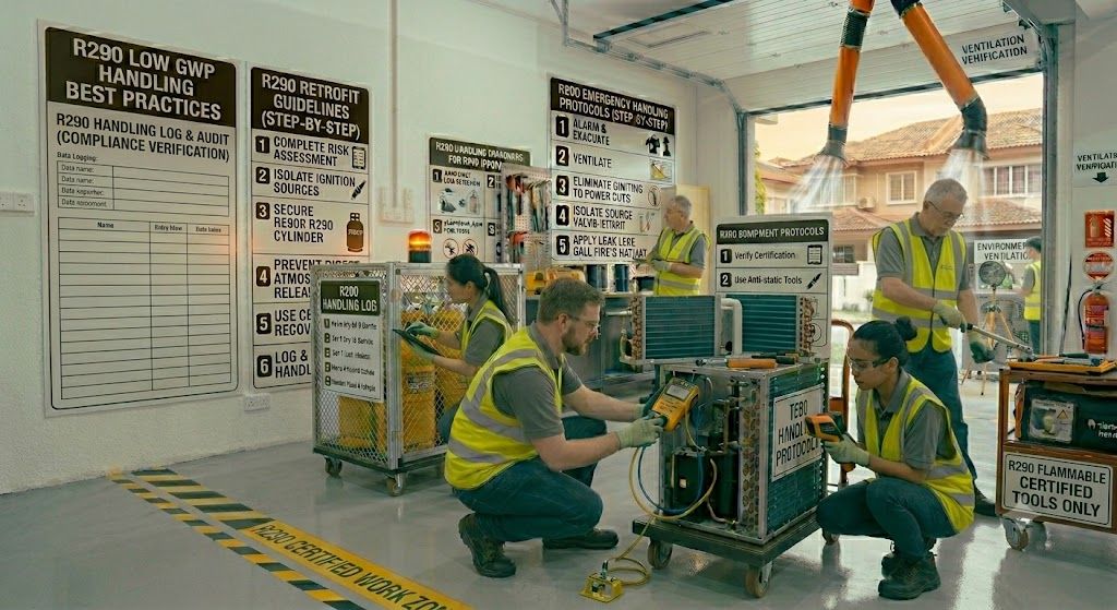 R290 professional refrigerant handling procedures