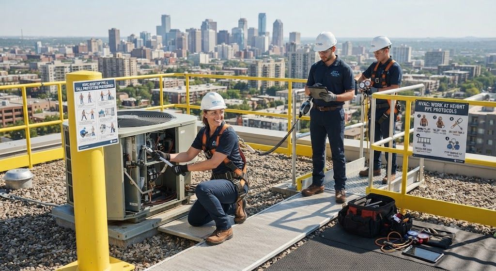 HVAC work at height PPE safety procedures