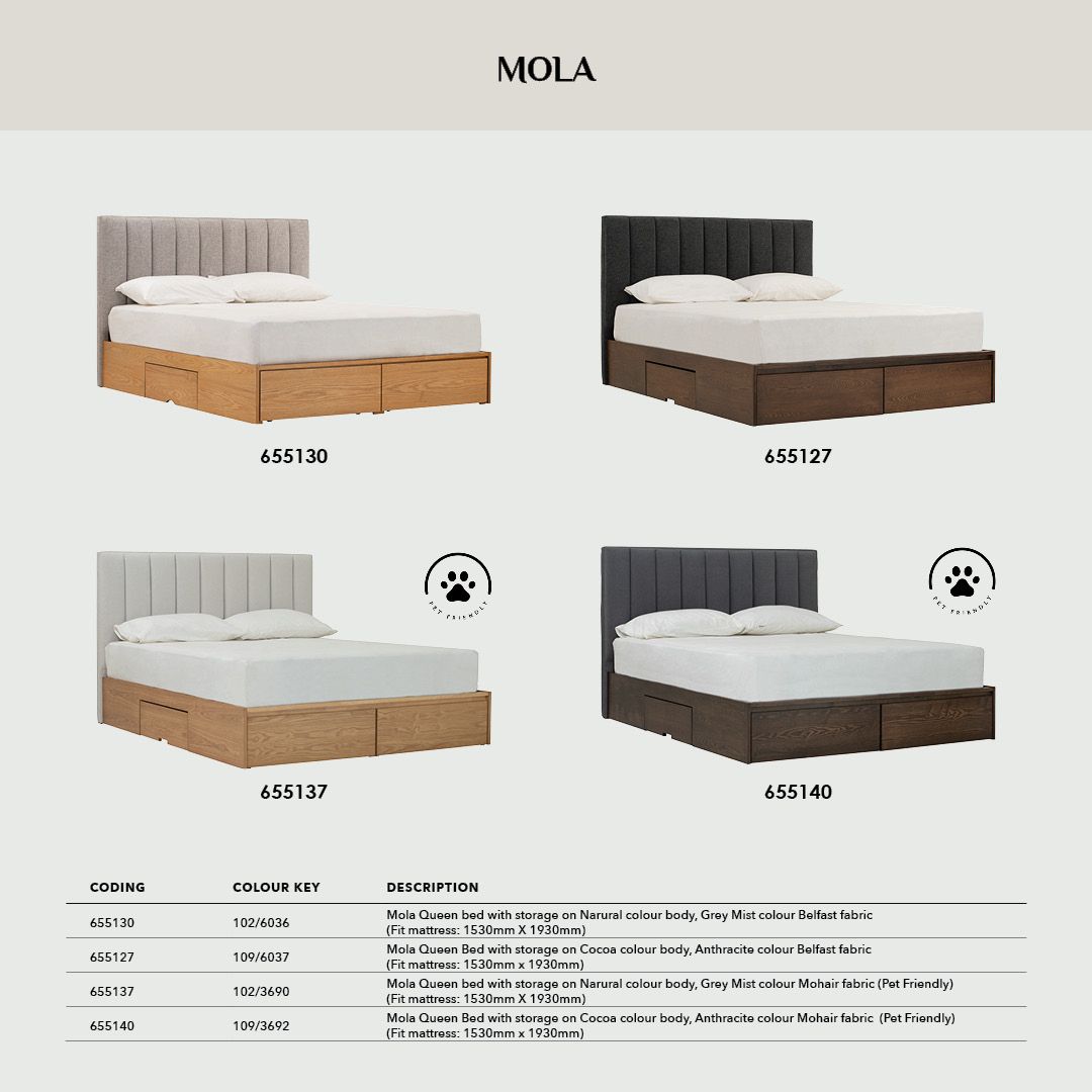 MOLA QUEEN BED WITH STORAGE 1900MM (BED PANEL) 109/6037