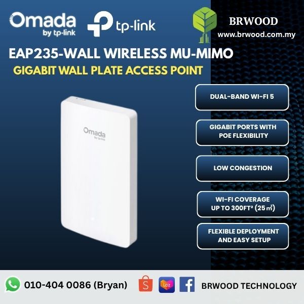 OMADA TP-LINK EAP235-WALL: Wireless MU-MIMO Gigabit Wall Plate Access Point