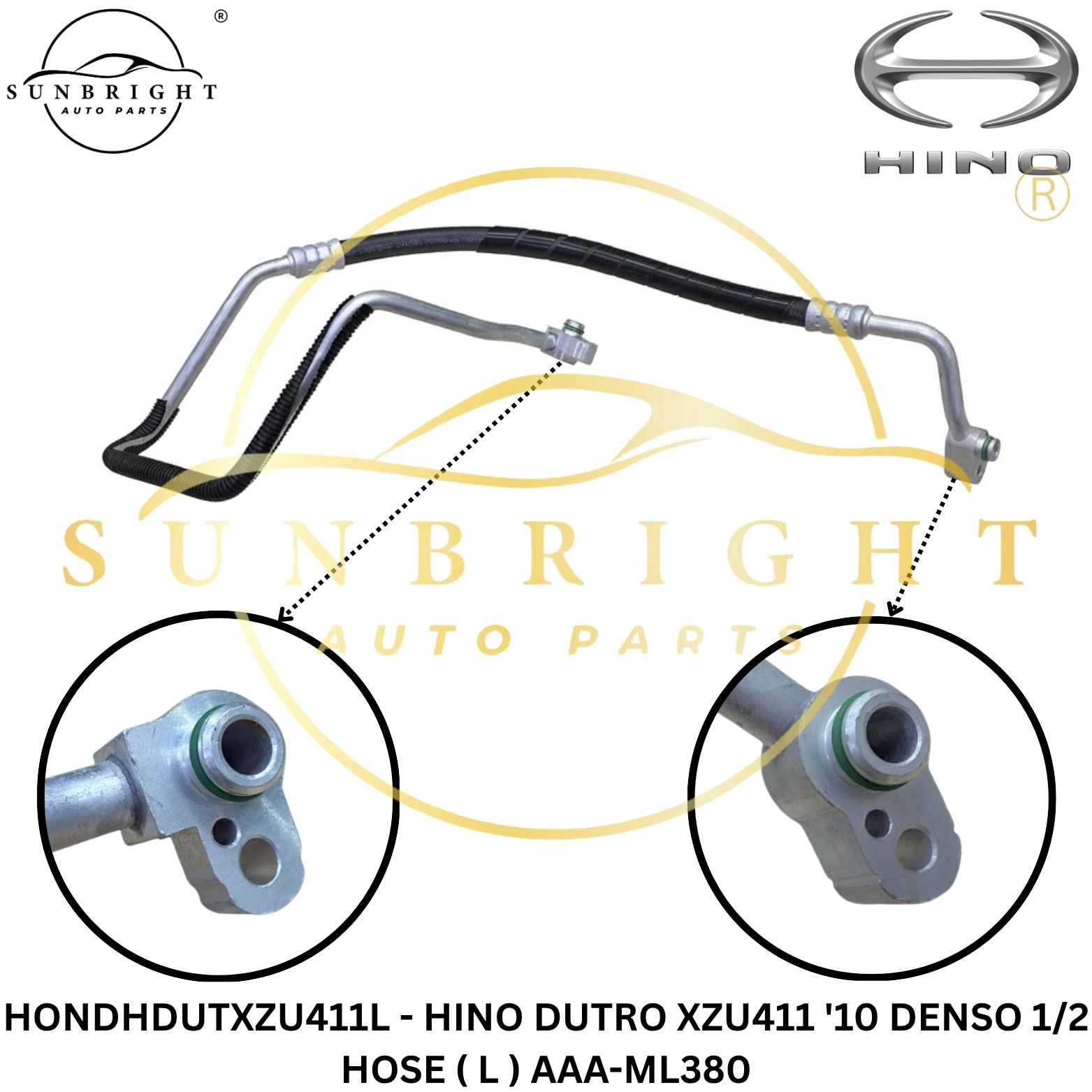 HONDHDUTXZU411L - HINO DUTRO XZU411 '10 DENSO 1/2 HOSE ( L ) AAA-ML380