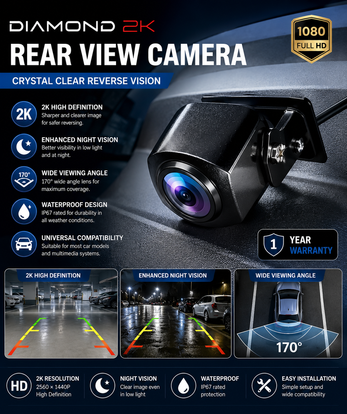 Diamond 2K Rear View Camera – Crystal Clear Reverse Vision