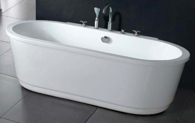 VK-A105 Acrylic Bathtub 1650×810×600mm with Shower Mixer, Bath Spout & Hand Shower | Premium Modern Bathroom Bathtub